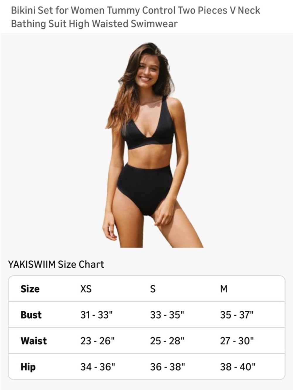 Amazon Black High-Waist V-Neck Bikini Set - Picture 4 of 5